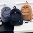 thumbnail image 2 of Mochila escolar de pana para mujer, de Color puro bolso de hombro, mochilas escolares para niña Fivean unisex, 2 of 2