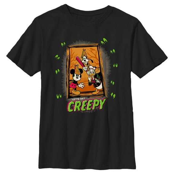Boy's Mickey & Friends Halloween Let's Get Creepy Graphic Tee Black Large