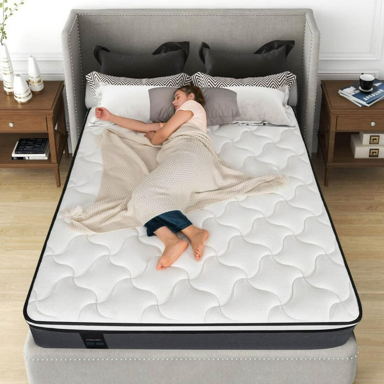 Queen Mattress 12 inch Hybrid Innerspring Mattress with Memory Foam in A Box Individually Pocket Innerspring Pillow Top Queen Mattress Medium Firm