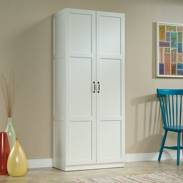Sauder storage cabinet white deals