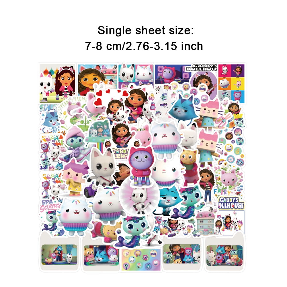 Gabby's Dollhouse Cartoon sticker skateboards, refrigerators, wardrobes, walls, guitars, cars, motorcycles, bicycles, water cups 50pcs/pack