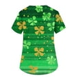 thumbnail image 3 of Scrub Tops Women Irish Shamrock Printed V-Neck Breathable T-Shirts Short Sleeve Professionals Soft Stretch St. Patrick's Day Workwear Shirt with Pockets green Medium, 3 of 4