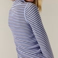 thumbnail image 5 of Womens Striped Henley Shirts Ribbed Long Sleeve Tops Going Out Slim Fit Top Fall Fashion Basic Tees Blue S, 5 of 7