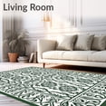 thumbnail image 2 of ODIKA 3'x5' Machine Washable Non-Slip Area Rug, Nordic Leaf with Interlocking Branches and Ornamental Detailing High Traffic Rug with Pad, Green, 639859, 2 of 8
