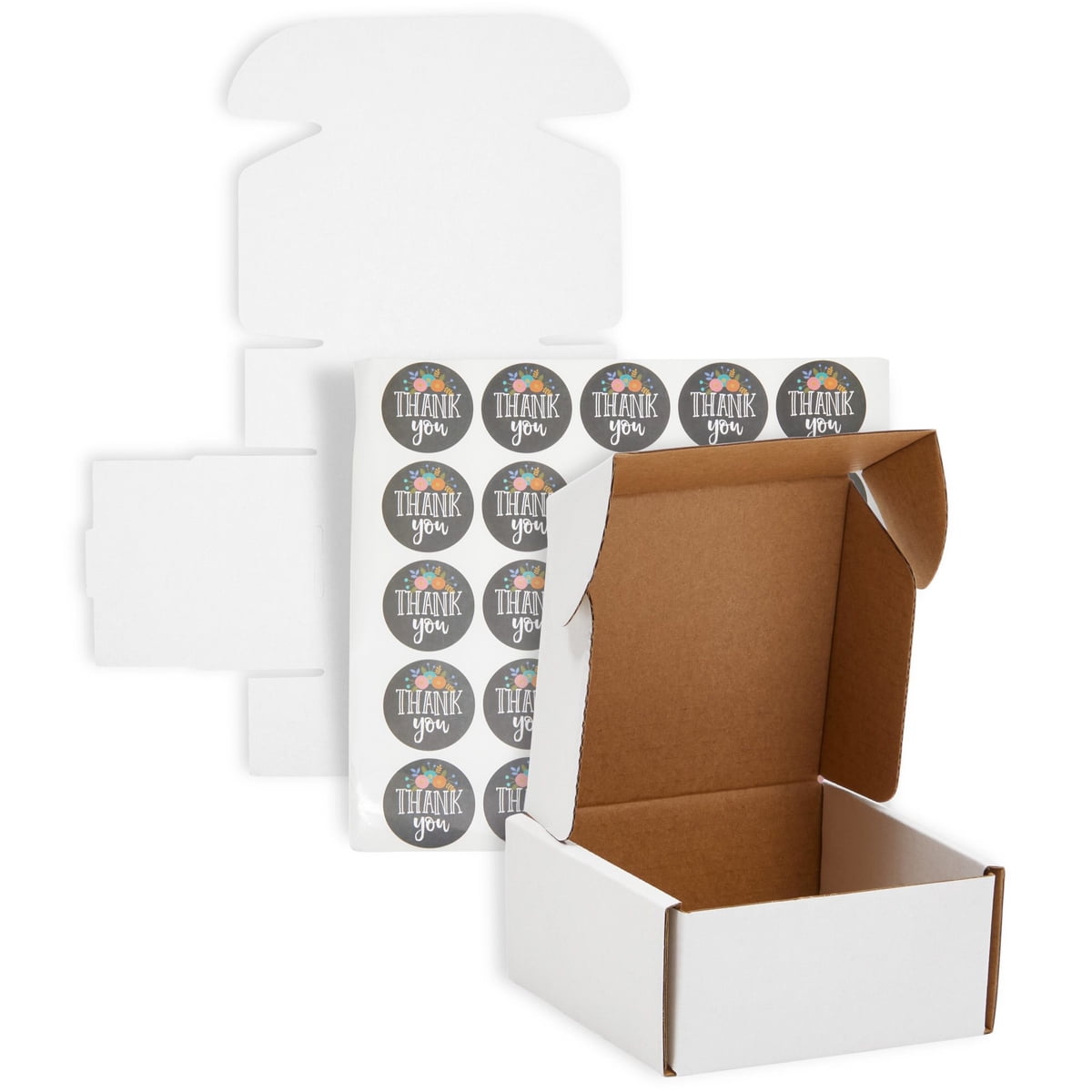 25 Pack White Corrugated Shipping Boxes 4x4x2 inch, Cardboard Mailer