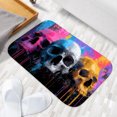 thumbnail image 6 of 1pc Three Skulls Pattern Absorbent Non-Slip Bathroom Thickened Flannel Rug Decor,Soft,Quick Drying,Suitable For Indoor/outdoor Use,Bathrooms,Bedrooms,Kitchens,Terrace,Laundry Rooms,16"x24", 6 of 9