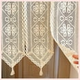 thumbnail image 3 of Short Curtain for Window Sheer Beige Cotton Hollow Crochet Lace Bohemian Valance Panel Drapes Half Curtain for Kitchen Café Bedroom Cabinet Curtain Door Curtain, 3 of 5