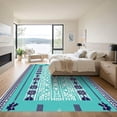 thumbnail image 3 of ODIKA 8'x10' Machine Washable Non-Slip Area Rug, Aztec Teal High Traffic Rug, Blue, 1075603, 3 of 7