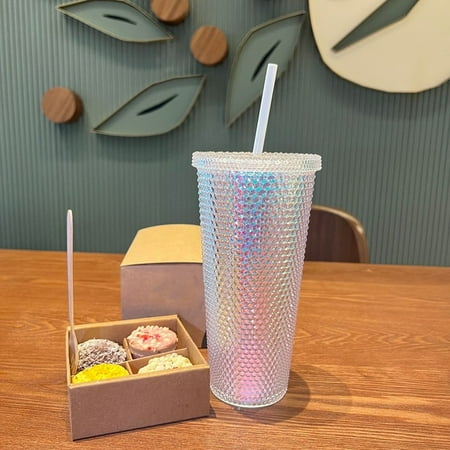 

dosili 710ml Diamond Radiant Goddess Water Bottle For Girl Double Wall Studded Tumbler with straw BPA Free Summer Drinkware