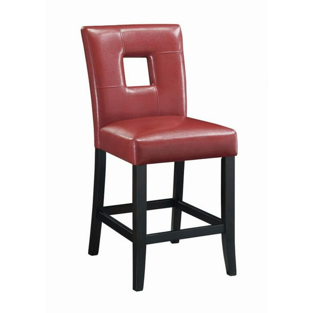 Red Pu Counter Height Stools With Key, Red Leather Bar Stools With Backs