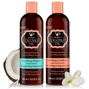 HASK COCONUT MONOI Nourishing Shampoo Conditioner Set for All Hair Types Color Safe Gluten Free Sulfate Free Paraben Free Cruelty Free 1 Shampoo and 1 Conditioner
