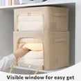 thumbnail image 6 of ZDM 2 Pack Clear Window Storage Bins Foldable Fabric Storage Bins Boxes for Clothes Stackable Box Organizer Set with Carrying Handles (Beige, 22L,15.7x 11.8x 7.8 Inch), 6 of 31