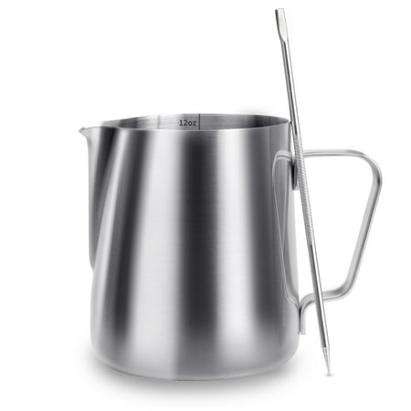 Milk Frothing Pitcher ENLOY Stainless Steel Creamer Frothing Pitcher Cup Perfect for Espresso Machines Milk Coffee Frothers Latte Art 12 oz
