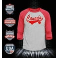 thumbnail image 2 of Shop4Ever Men's Canada Red with Leaf Canadian Flag Flowy Boxy Raglan Baseball Shirt X-Small Heather Grey/Red, 2 of 4