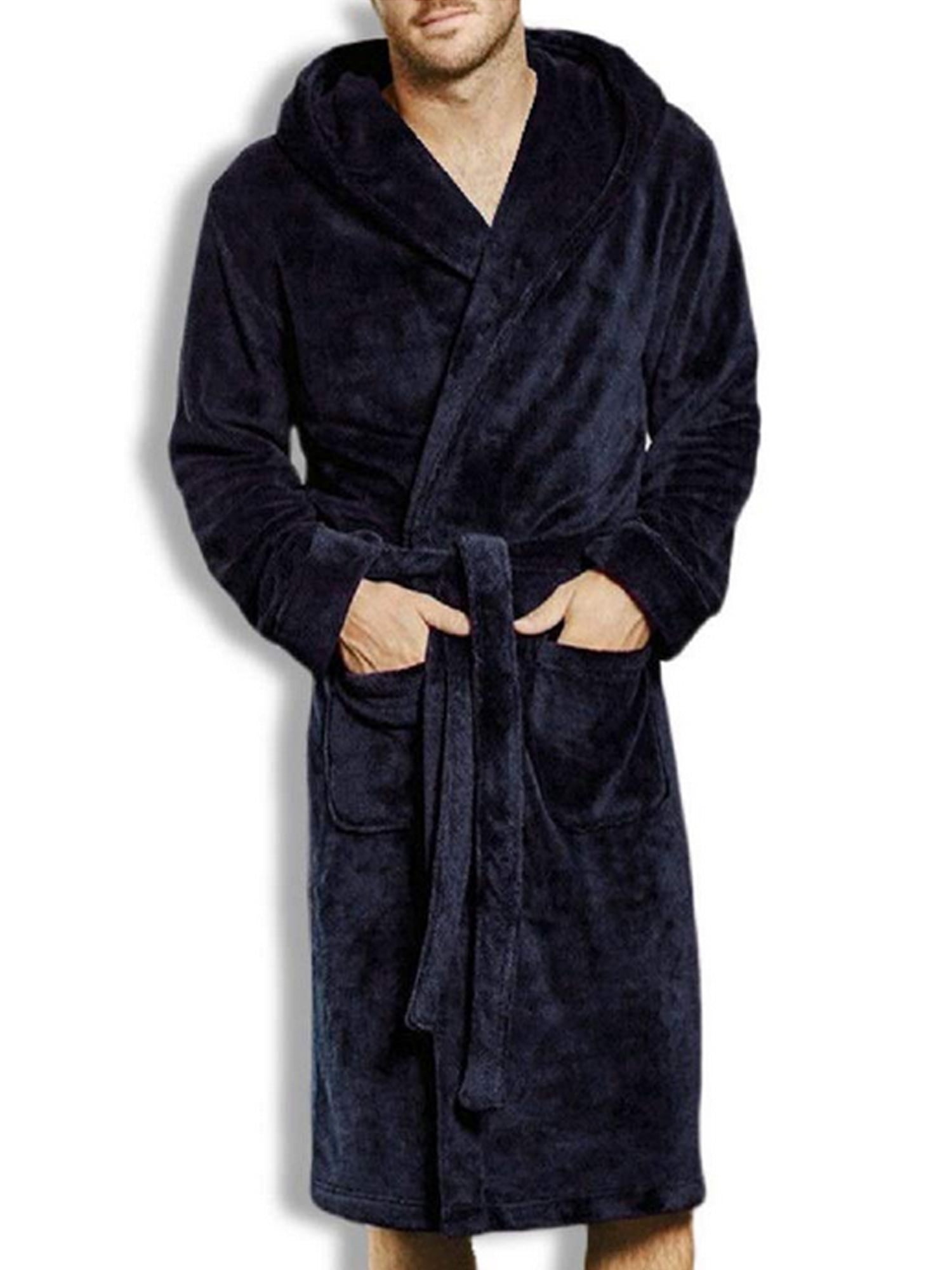 luethbiezx Mens Fleece Towelling Dressing Gown Robe Bath Bathrobe Warm Winter Size M2XL