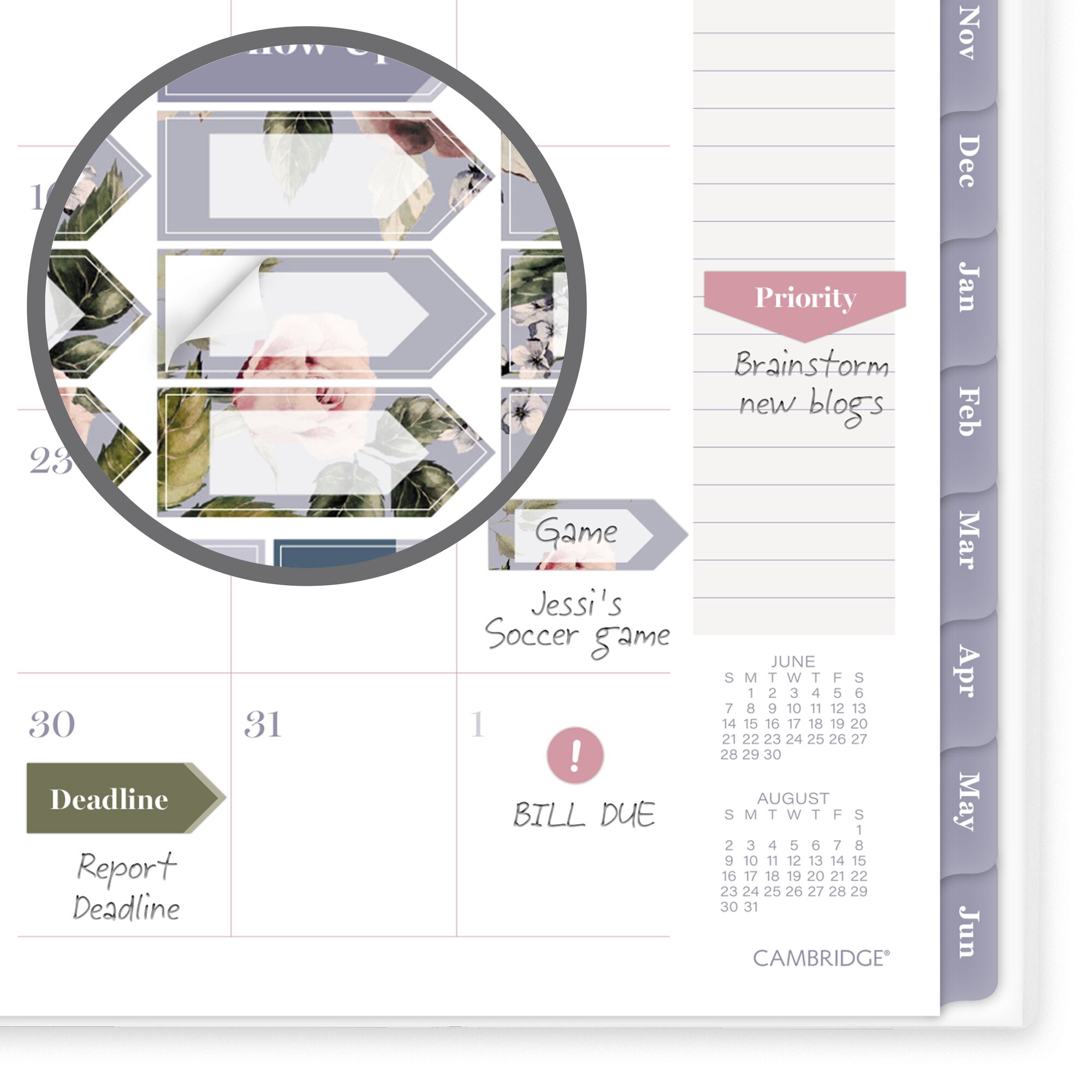 Mead Cambridge Tea Rose Academic 2026-2027 Weekly Monthly Planner Small 5 12 x 8