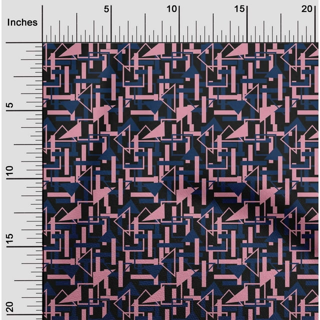 oneOone Cotton Poplin Fabric Square & Triangle Geometric Fabric Prints By Yard 42 Inch Wide