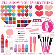 Kids Makeup Kit for Girl Toys, Sendida 66PCS Washable Little Girls Makeup Toy for Toddlers Children Princess Birthday Gift for 3-12 Year Old Girl