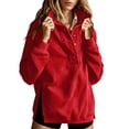 thumbnail image 2 of Mock Neck Sweatshirt for Women Solid Color Button Long Sleeve Loose Relaxed Fit Casual Lightweight Ribbed Cuffs Cozy Classic Everyday Fall Winter Pullover, 2 of 9