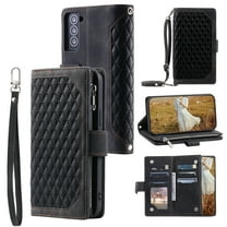 for Samsung Galaxy A26 5G Crossbody Wallet Case Flip Stand PU Leather RFID Blocking Card Slots Shockproof Magnetic Closure Zipper Pocket with Detachable Hand Strap&Shoulder Strap Cover, Black