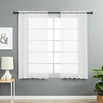 Kate Aurora Basic Home Rod Pocket Sheer Voile Window Curtains - White, 45 in