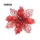 thumbnail image 3 of Bewildely 10 piezas de flores artificiales de Navidad, flor de Pascua con purpurina, flor falsa reutilizable, manualidades DIY, fiesta de boda, Año Nuevo Kits de decoración para fiestas rojo Bewildely HA008610-02, 3 of 6