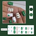 thumbnail image 4 of 24pcs St.Patrick's Fake Nail for Women Girls,Green Clover Glitter Press on Nails,Reusable Spring Daily Wear False Nails,French Long Coffin Acrylic Glue on Nails for Holiday Engagement Party, 4 of 6
