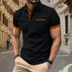 thumbnail image 5 of Tops de Verano Ligeros de Manga Corta de los Hombres Cuello Redondo Botón Soporte Cuello Transpirable Casual Tee, 5 of 6