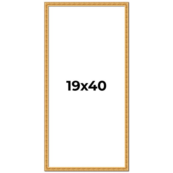 19x40 Frame Gold Real Wood Picture Frame Width 1 inches | Interior Frame Depth 0.5 inches | Edwina