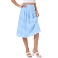 thumbnail image 4 of INSPIRE CHIC Gingham Skirt for Womens Summer Retro High Waist Below Knee Length Flared Skirts L Light Blue, 4 of 6