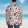 thumbnail image 6 of Xecao Red Blue Leaves print Hawaiian shirt - a stylish short-sleeve button-down for men, perfect for casual beach and tropical outings., 6 of 9