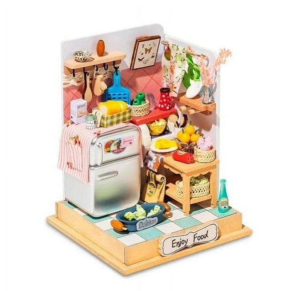 DIY Taste Life Kitchen Doll House with Furniture Children Adult Miniature Dollhouse Bubble Bath Wooden Kits Toy Gift DS