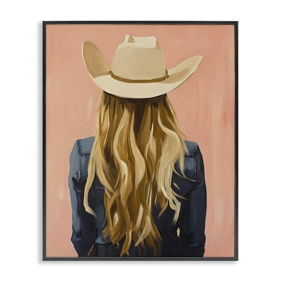 Stupell Industries Blonde Cowgirl Back View Black Framed Giclee Art, design by The Prints Vibe