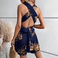 thumbnail image 5 of ZEHJUHAN Women's Deep V-Neck Floral Print Jumpsuit - Sexy Back Tie Detail Shorts Romper For Summer Dark Blue，L, 5 of 6