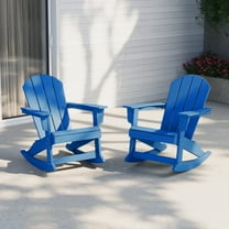 Westintrends Malibu Outdoor Rocking Chair Set of 2, All Weather Resistant Poly Lumber Classic Porch Rocker Chair, 350 lbs Support Patio Lawn Plastic Adirondack Chair, Pacific Blue
