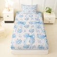 thumbnail image 3 of Erosebridal Teens Romantic Roses Bowtie Twin Sheet Sets 3pcs,Girls Blue Floral Bow Knot Bedding,Luxury Bedroom Decor, 3 of 5