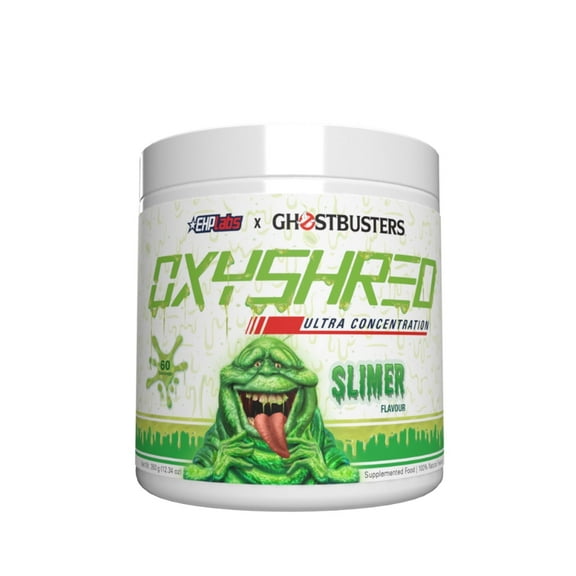 EHP Labs x Ghostbusters OxyShred Pre Workout Powder & Shredding Supplement - Preworkout Powder with Acetyl L Carnitine, Energy Boost Drink - Slimer Lime, 60 Servings