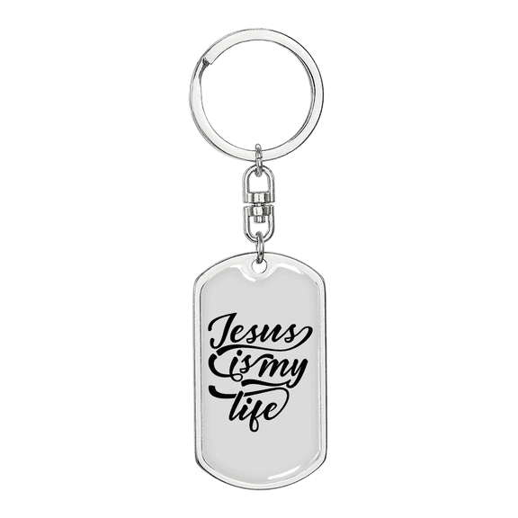 Jesus My Life Stainless Steel or 18k Gold Premium Swivel Dog Tag Keychain