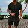 thumbnail image 2 of NAFUU Men's 2 Pieces Set Fashion Mens Summer Solid Color Casual Short Sleeved Shorts Shirt Sports Suit Fashion Sports Suits, 2 of 4