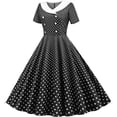 thumbnail image 4 of DHFJKG Wedding Guest Dresses For Women 90S Retro Polka Dot Flowy Swing A-Line Midi Dress Casual Summer Short Sleeve Peter Pan Collar Soft Dresses, 4 of 4
