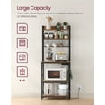 thumbnail image 3 of VASAGLE Bakers Rack with Power Outlet, Microwave Stand, Kitchen Tall Utility Storage Shelf, with Metal Wire Panel, 14 Hooks, 40 x 60 x 170 cm, Rustic Brown and Black, 3 of 6