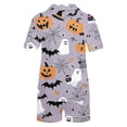 thumbnail image 4 of Xdegoge Womens Halloween Pajamas Set Short Sleeve Sleepwear Fashion Print Button Down Loungewear Shorts Pjs Cute Nightwear Elastic Waist Casual Comfy Set, 4 of 6