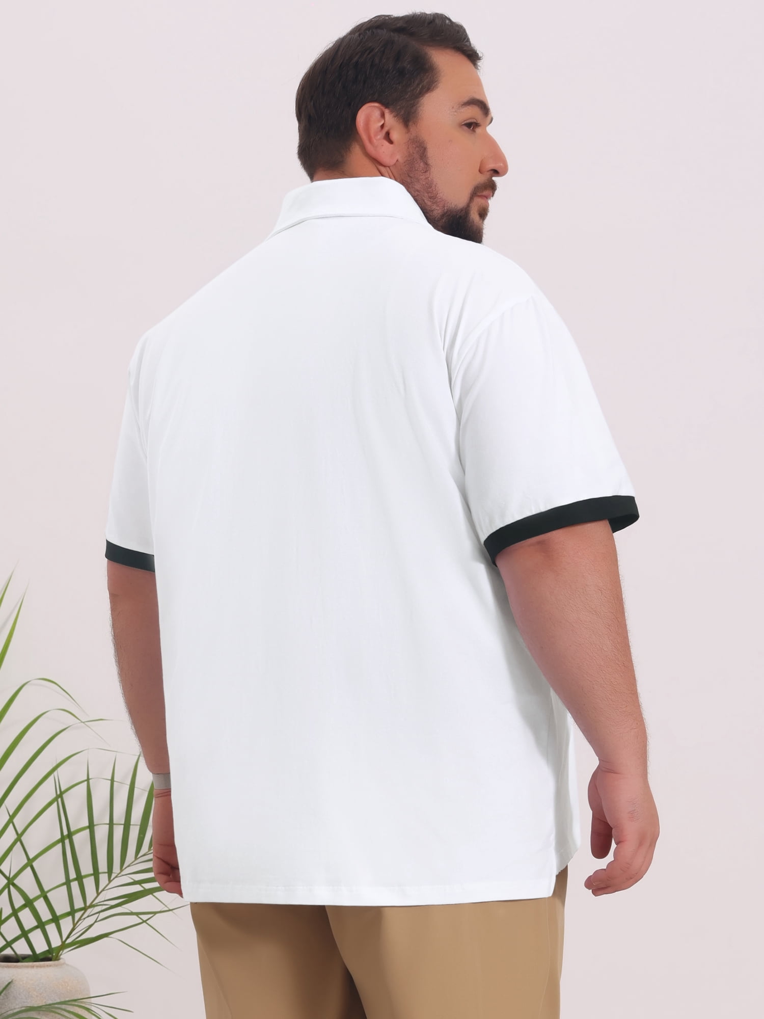 DARING DIVA Men's Big Tall Business Short Sleeve Office Knitted Golf Shirts 3XL White