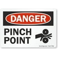 thumbnail image 1 of SmartSign Adhesive Vinyl OSHA Safety Sign, Legend"Danger: Pinch Point", 3.5" high x 5" Wide, Black/Red on White, 1 of 3