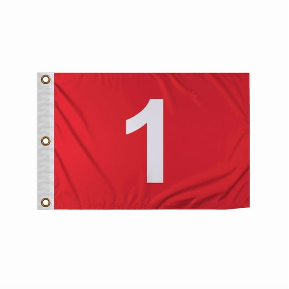 Promopatriot 14x20 inch Mini Golf Flags with Brass Grommets No 1, Red with White Numbers, Mini Putting Green Flags for Yard, 200D Nylon Mini Golf Flag, Canvas Header Stitched Borders