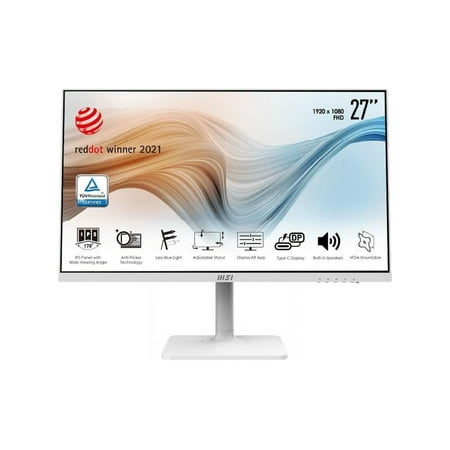 UPC: 0824142246986 | MSI MD271PW 27  1920 x 1080 Full HD IPS 75Hz HDMI USB Type-C VESA Tilt Swivel Pivot Height Adjust Built-In Speakers White Monitor