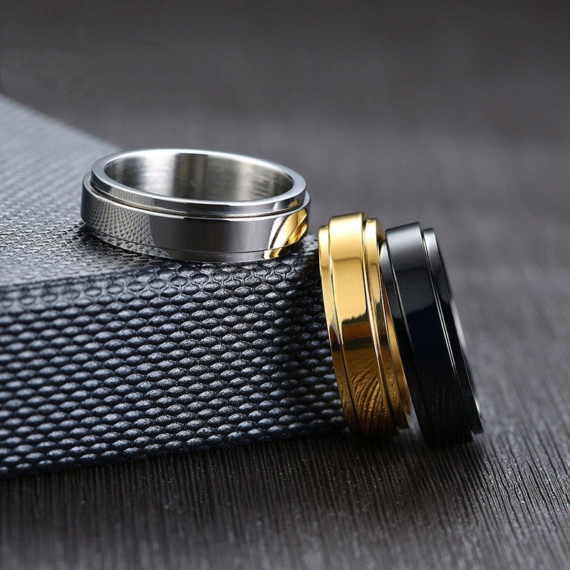 Unisex Rotatable Stainless Steel Ring Fidgeting Spinner Jewelry Geometric Electroplated Fashion Accessory Gifts