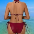 thumbnail image 4 of Women's Two-Piece Swimsuit Open Front Tankini Top with Side Tie Bottom 2-Piece Swimwear for Beach Red S, 4 of 9
