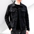 thumbnail image 2 of Chaqueta vaquera para hombre, abrigo vaquero negro de otoño, estilo coreano, moda de marca coreana, prendas de vestir de moda, talla grande, informal, Y2k, 2 of 5