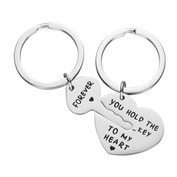 BAYAIXZ His and Her Keychain Set You Hold The Key To My Heart Couple Keyring Couple Gifts Matching Puzzles Keychain for Valentines Day Birthday Gifts (Silver,One Size)